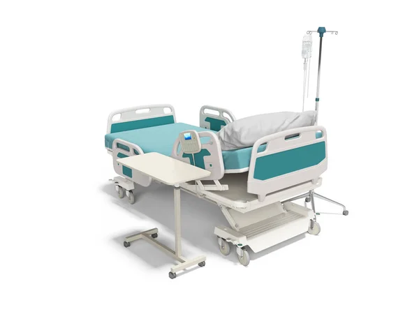 Concept hospital bed semi automatic with dropper 3d render on wh — Stock Photo, Image