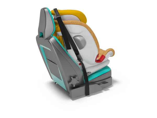 Оранжевое детское автокресло с пятиточечными ремнями безопасности с изофикс 3 — стоковое фото