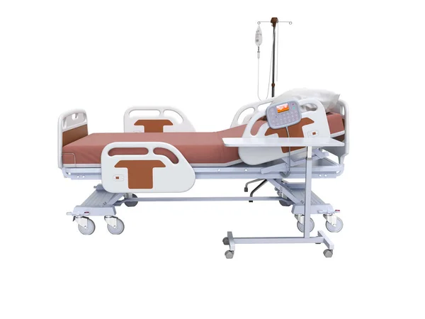 Concept Orange Hospital bed semi automatic met druppelaar left vie — Stockfoto