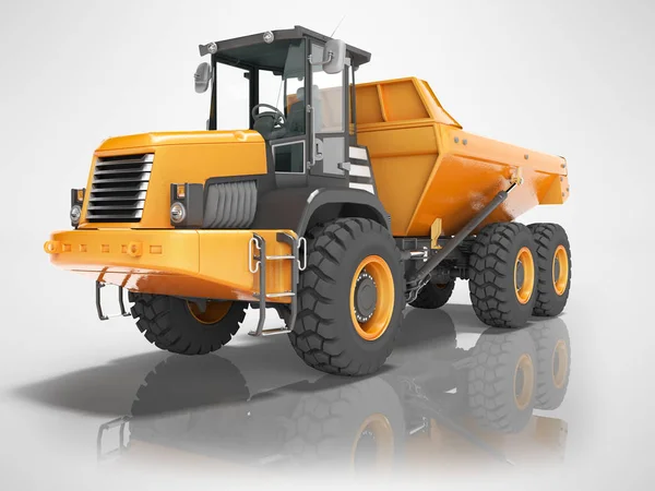 Anläggningsmaskiner orange dump lastbilar med ledad ram — Stockfoto