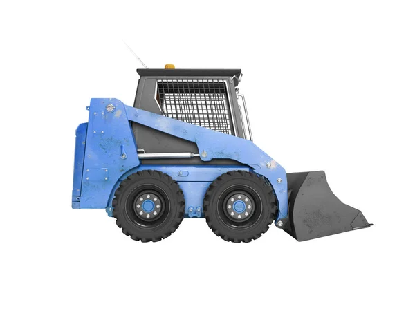 Baumaschinen blau Mini-Lader Seitenansicht 3D-Render auf w — Stockfoto