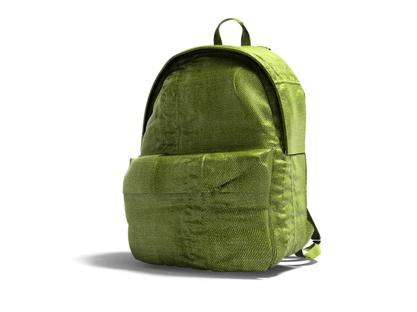 Grüne koton teen rucksack schule 3d render auf weißem hintergrund w — Stockfoto