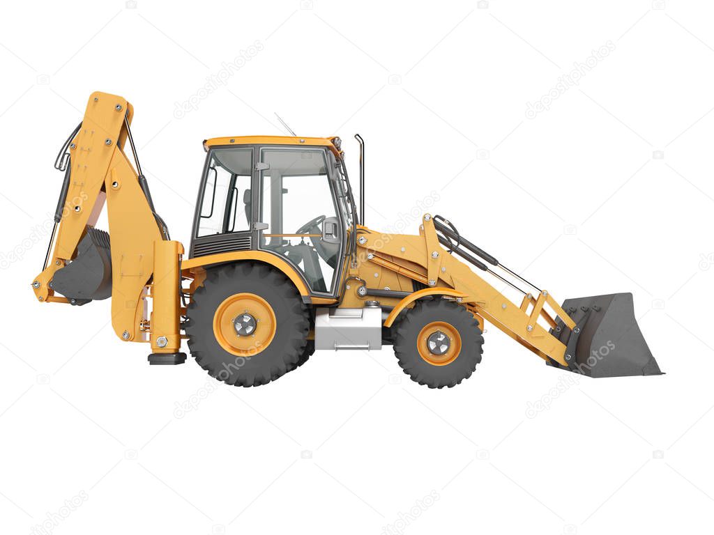 Construction equipment excavator loader with jaw bucket at the b