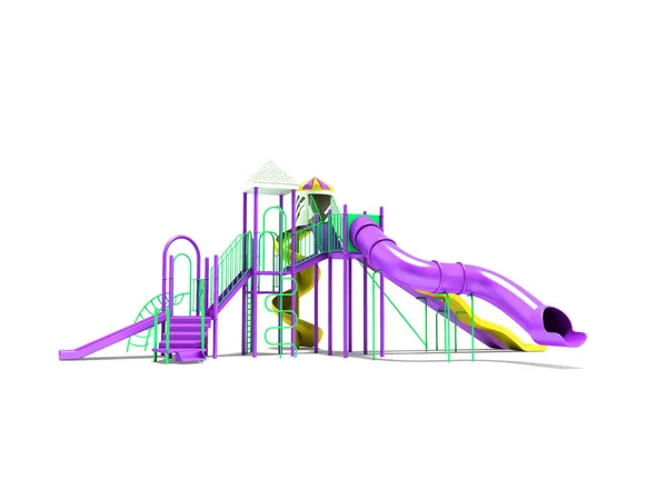 Violett Spielplatz für Kinder mit Treppe mit gelber Spirale sl — Stockfoto