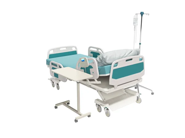 Concept hospital bed semi automatic with dropper 3d render on wh — Stock Photo, Image