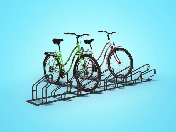 Cykelparkering för tio löshår med två löshår parkerade är — Stockfoto