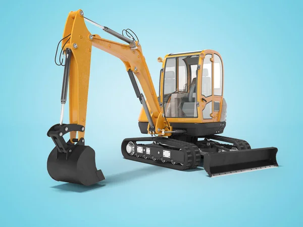 Orange mini excavator with hydraulic mechlopata with leveling bu — Stock Photo, Image