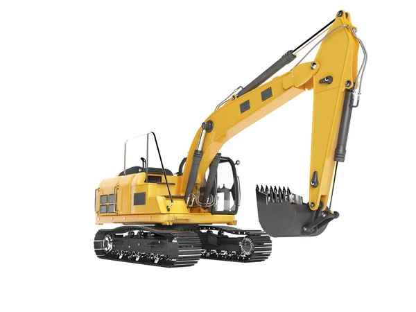 Orange single bucket excavator with hydraulic mechpatoy on track — Stock Photo, Image