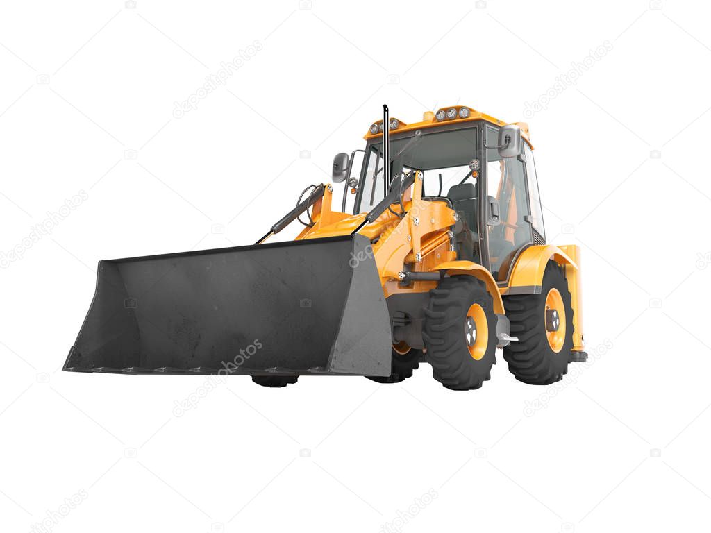 Construction equipment excavator loader with jaw bucket on the b