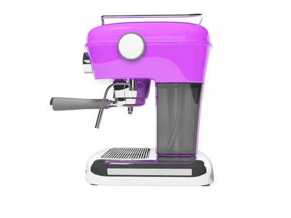 Moderne paarse hoorn koffiemachine links weergave met watertank 3D r — Stockfoto