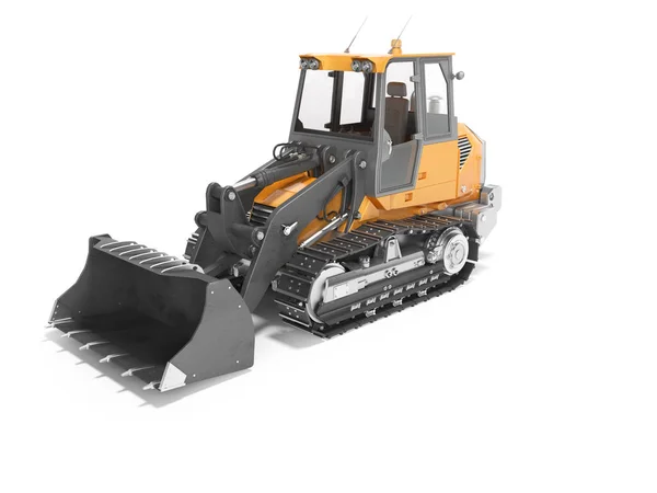 Modern tractor crawler loader with front bucket rear render on w — Stock Photo, Image
