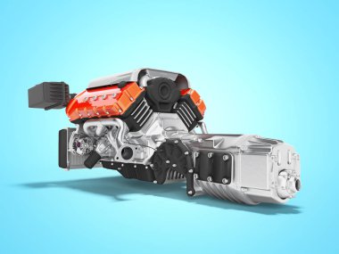 Hava filtreleri ve manifold şanzıman 3d render bl ile araba motoru