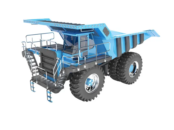 黒いアクセントの視点のreaが付いている現代の青い鉱山トラック — ストック写真