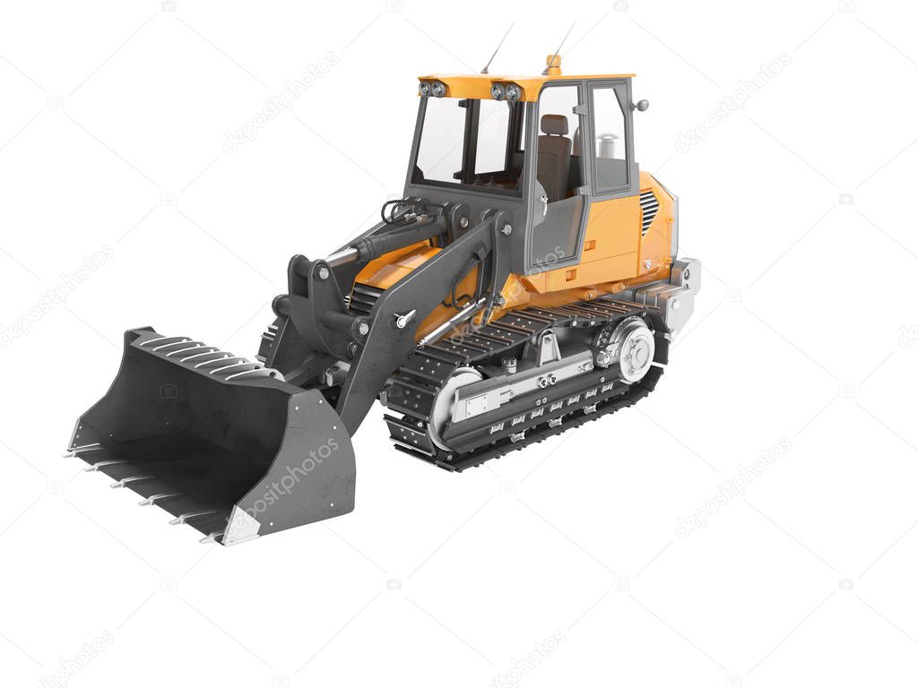 Modern tractor crawler loader with front bucket rear render on w