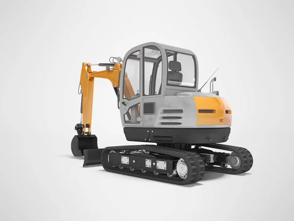 Orange mini excavator with hydraulic crawler mehlopatoy with buc — Stock Photo, Image