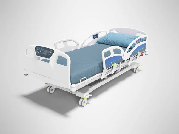 Blue hospital bed with lifting mechanism on an autonomous contro — Stock Photo, Image