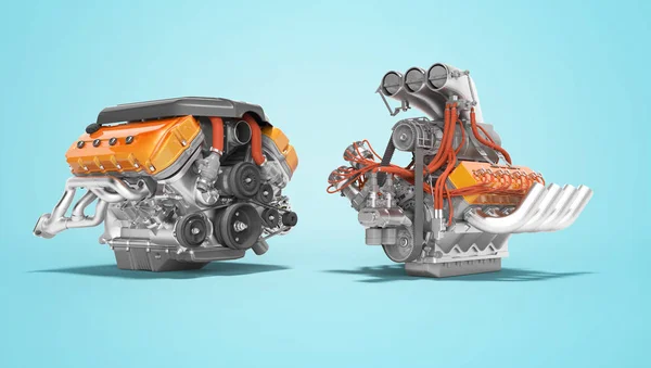 Moderno motor turbo rojo y motor de sobrealimentación aislado 3D rend — Foto de Stock