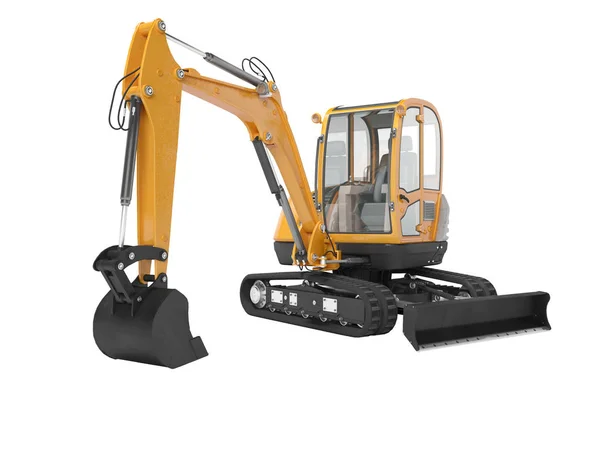 Orange mini excavator with hydraulic mechlopata with leveling bu — Stock Photo, Image