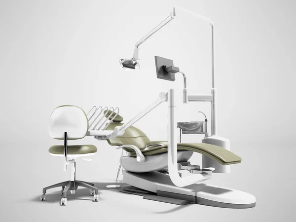 Dental unit olive chair doctor dentist and assistants chair 3d r