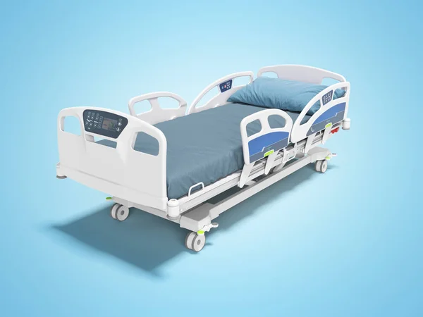 Голубая больничная койка с подъемным механизмом на автономном контро — стоковое фото