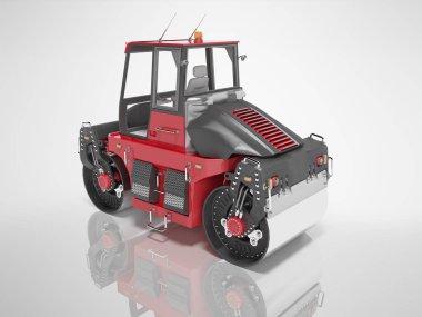 Asfalt kaldırım 3d ren için inşaat makineleri kırmızı yol silindiri