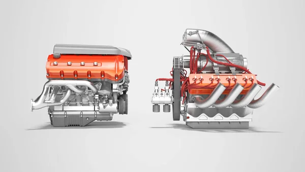 Σύγχρονος κινητήρας turbo και υπερφορτιστής κινητήρας απομονώθηκε 3D απόδοση o — Φωτογραφία Αρχείου