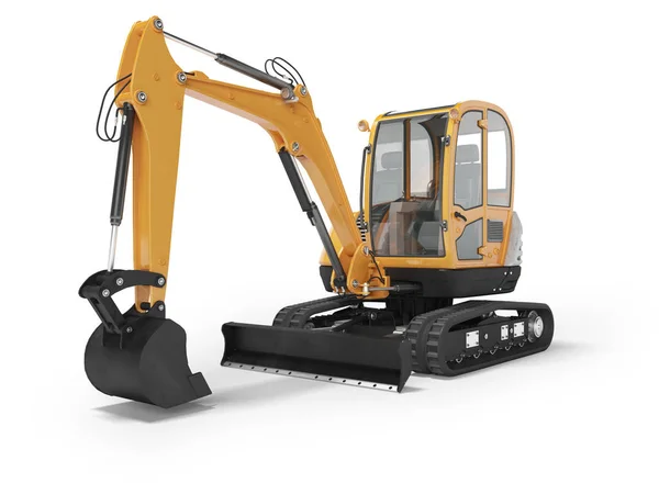 Orange mini excavator with hydraulic mechlopatoy on crawler rubb — Stock Photo, Image