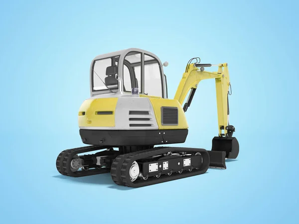Yellow mini excavator with hydraulic mechpatoy on crawler with l — Stock Photo, Image