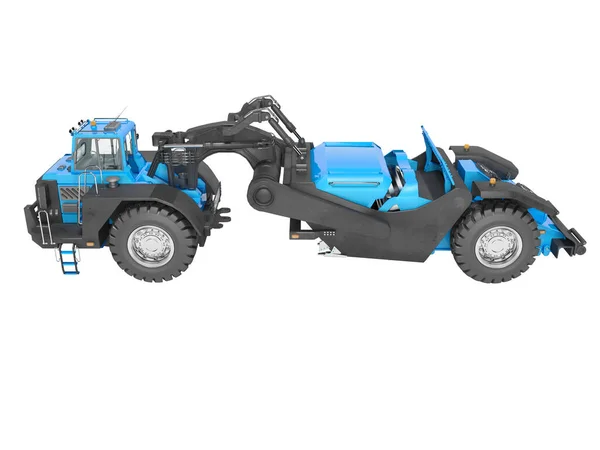 Concept wheeled tractor scraper side view 3d render on white bac — ストック写真
