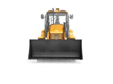 Konsept kazıcı tekerlek ön görünüm beyaz torba üzerinde 3d görüntüleme