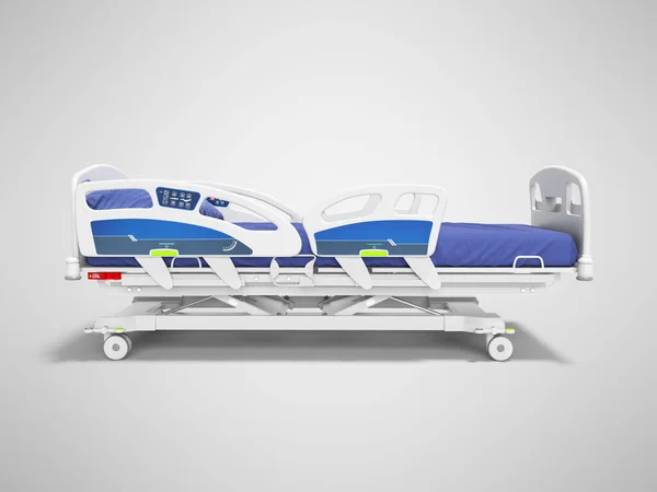 Голубая больничная кровать с подъемным механизмом с панелью управления — стоковое фото