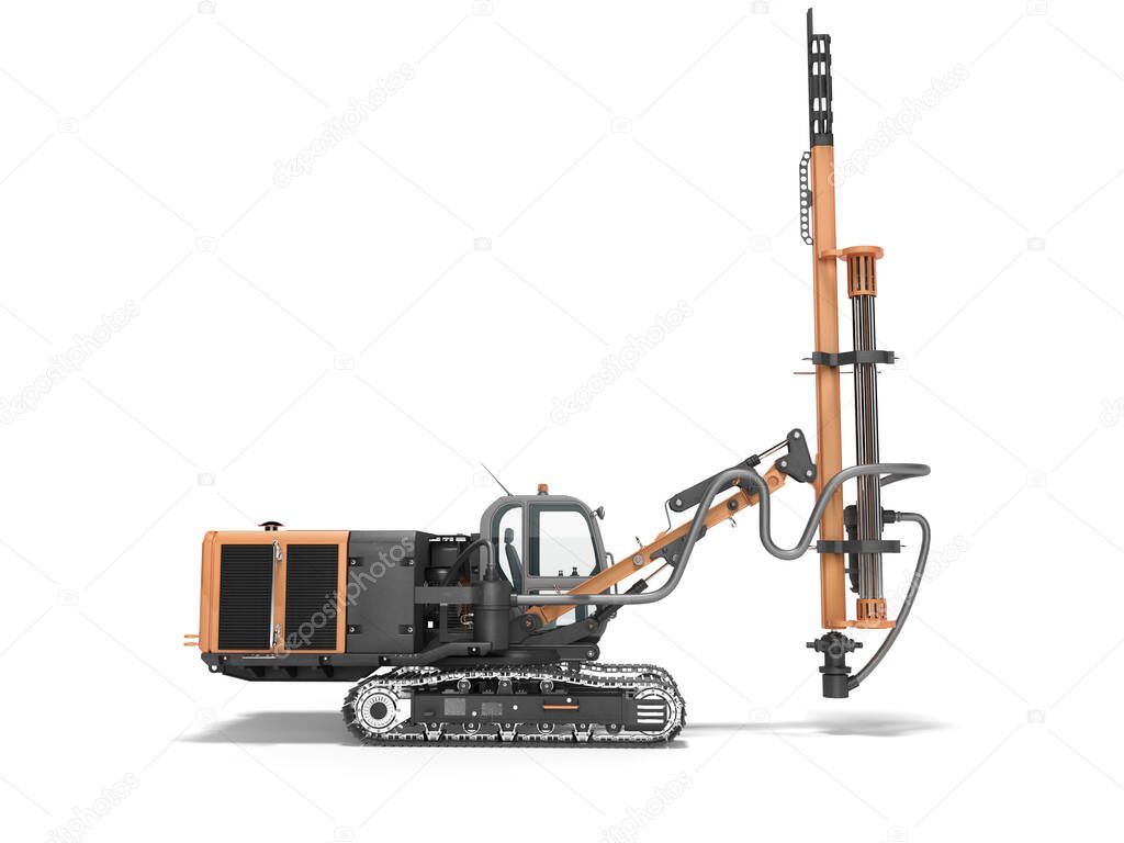 Crawler mobile drilling rig concept for construction work 3d ren