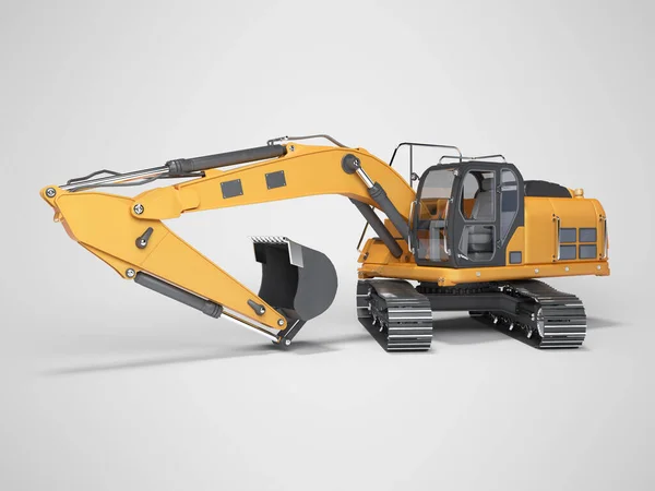 3D rendering concept of crawler excavator working on gray backgr — Stock Photo, Image