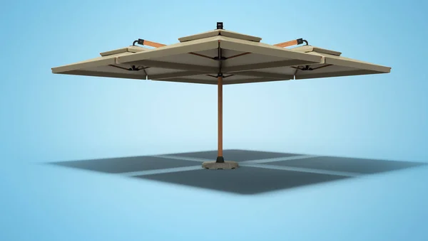 Gran paraguas para restaurante en pilar central rend 3D aislado — Foto de Stock