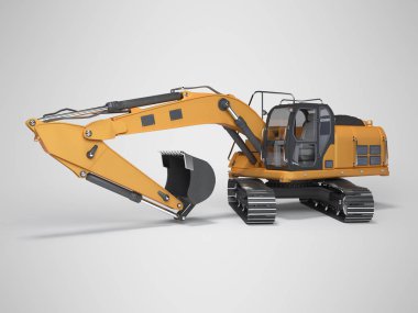 Kepçeli hidrolik kazıcı kavramı detaylı 3D görüntüleme o