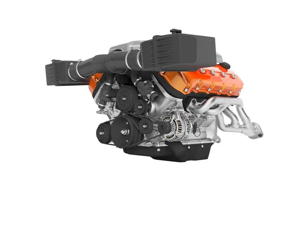 Motor voor een luchtgekoelde auto met generator op de kabels 3d ren — Stockfoto