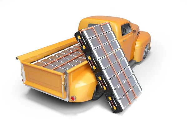 Koncepce elektrické auto nákup elektrických baterií 3D vykreslování na w — Stock fotografie