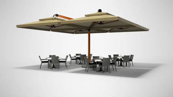 Ótimo guarda-chuva para restaurante no pilar central para isolamento de café — Fotografia de Stock