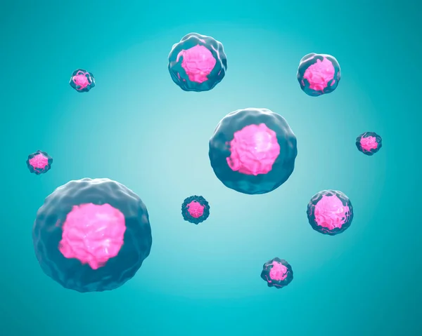 Рендеринг Клеток Организма Синем Фоне — стоковое фото