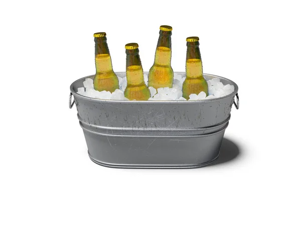 Rendering Concept Chilled Alcohol Bucket Ice White Background Shadow — Stock Photo, Image