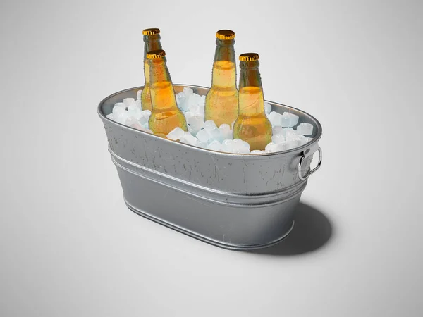 Concepto Representación Refrescos Refrigerados Cubo Hielo Sobre Fondo Gris Con — Foto de Stock