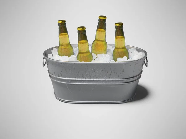 Renderizado Concepto Alcohol Refrigerado Cubo Con Hielo Sobre Fondo Gris — Foto de Stock