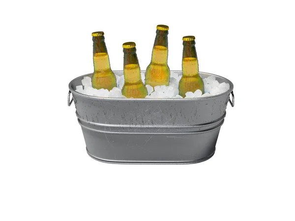 Rendering Concept Chilled Alcohol Bucket Ice White Background Shadow — Stock Photo, Image