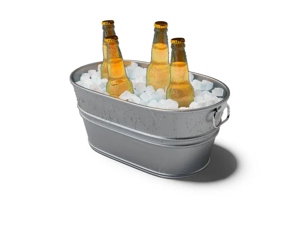 Rendering Concept Chilled Soda Ice Bucket White Background Shadow — Stock Photo, Image