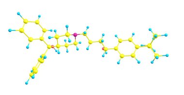 Terfenadin eski Alerjik koşulları tedavisinde kullanılan bir antihistamin var. 3D çizim