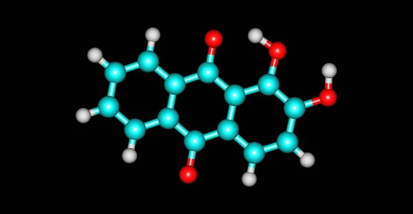 Alizarina Dihidroxiantraquinona Turquía Rojo Compuesto Orgánico Con Fórmula C14H8O4 Ilustración — Foto de Stock