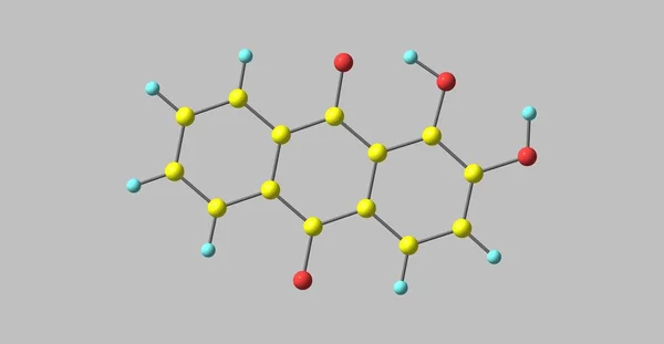 アリザリン Dihydroxyanthraquinone またはトルコ赤は C14H8O4 の数式を持つ有機化合物です イラストレーション — ストック写真