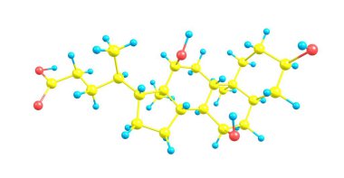 Kolik asit suda çözünmez birincil bir safra asidi, beyaz bir kristal madde. Kolik asit tuzları cholates adı verilir. 3D çizim