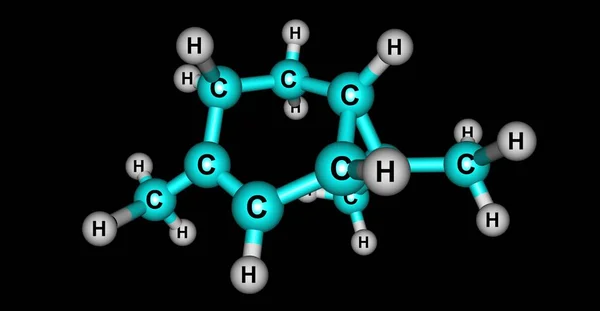 蒈烯或 Delta Carene 是由熔融环己烯和丙烷环组成的笼单萜 蒈烯有一种甜味和刺鼻的气味 — 图库照片