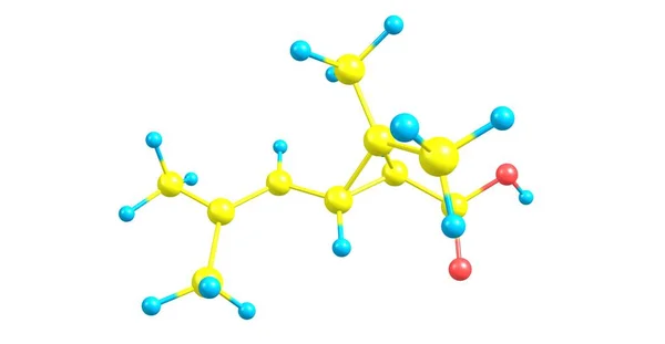 Chrysanthemic acid is an organic compound that is related to a variety of natural and synthetic insecticides. 3d illustration